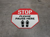 STOP Please Pause Here Shoe Prints Stop - Floor Sign