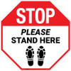 STOP Please Stand Here Shoe Prints Stop - Floor Sign STOP Please Stand Here Shoe Prints Stop - Floor Sign