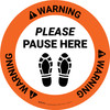 Warning Please Pause Here Shoe Prints Circular - Floor Sign