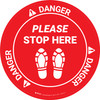 Danger: Please Stop Here Shoe Prints OSHA Circular - Floor Sign Danger: Please Stop Here Shoe Prints OSHA Circular - Floor Sign