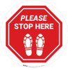 Please Stop Here Shoe Prints Stop Circular - Floor Sign