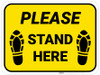 Please Stand Here Yellow Shoe Prints Rectangle - Floor Sign