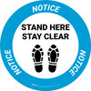 Notice: Stand Here Parate Aqui Shoe Prints Bilingual Spanish Circular - Floor Sign