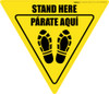 Stand Here Parate Aqui Shoe Prints Bilingual Spanish Yield - Floor Sign