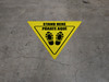 Stand Here Parate Aqui Shoe Prints Bilingual Spanish Yield - Floor Sign