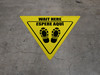 Wait Here Espere Aqui Shoe Prints Bilingual Spanish Yield - Floor Sign