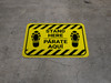 Stand Here Parate Aqui Shoe Prints Bilingual Spanish Hazard Stripes Rectangle - Floor Sign
