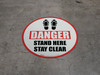 Danger: Stand Here and Stay Clear Shoe Prints Circular - Floor Sign