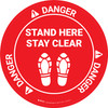 Danger: Stand Here and Stay Clear Shoe Prints OSHA Circular - Floor Sign