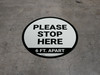 Please Stop Here 6 Ft Apart Circular - Floor Sign
