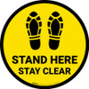 Stand Here Stay Clear Shoe Prints Yellow Circular - Floor Sign Stand Here Stay Clear Shoe Prints Yellow Circular - Floor Sign