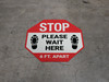STOP Please Wait Here 6 Ft. Apart Shoe Prints Stop - Floor Sign