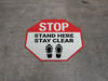 STOP Stand Here Stay Clear Shoe Prints Stop - Floor Sign STOP Stand Here Stay Clear Shoe Prints Stop - Floor Sign