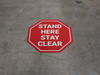 Stand Here Stay Clear Stop Circular - Floor Sign Stand Here Stay Clear Stop Circular - Floor Sign