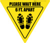 Please Wait Here 6 Ft. Apart Shoe Prints Yield - Floor Sign Please Wait Here 6 Ft. Apart Shoe Prints Yield - Floor Sign