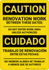 Caution: Renovation Work Bilingual (Spanish) - Wall Sign Caution: Renovation Work Bilingual (Spanish) - Wall Sign