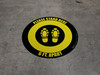 Please Stand Here 6 Ft. Apart Shoe Prints Yellow/Black Circular - Floor Sign