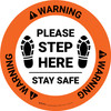 Warning: Please Step Here Stay Safe Shoe Prints Circular - Floor Sign
