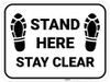 Stand Here Stay Clear Shoe Prints Rectangle - Floor Sign