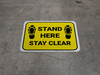 Stand Here Stay Clear Shoe Prints Yellow Rectangle - Floor Sign