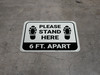 Please Stand Here 6 Ft. Apart Shoe Prints Rectangle - Floor Sign Please Stand Here 6 Ft. Apart Shoe Prints Rectangle - Floor Sign