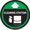 Cleaning Station Arrow With Icon Green - Circular - Floor Sign