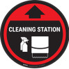 Cleaning Station Arrow With Icon Red - Circular - Floor Sign