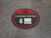Cleaning Station Arrow With Icon Red - Circular - Floor Sign
