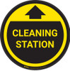 Cleaning Station With Arrow Yellow - Circular - Floor Sign Cleaning Station With Arrow Yellow - Circular - Floor Sign