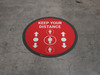 Keep Your Distance With Social Distance Dots Red - Circular - Floor Sign Keep Your Distance With Social Distance Dots Red - Circular - Floor Sign
