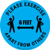 Please Exercise 6Ft Apart From Others With Icons Blue - Circular - Floor Sign Please Exercise 6Ft Apart From Others With Icons Blue - Circular - Floor Sign