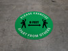 Please Exercise 6Ft Apart From Others With Icons Green - Circular - Floor Sign Please Exercise 6Ft Apart From Others With Icons Green - Circular - Floor Sign