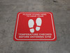 Please Stand Here Temperature Check Before Entering Gym With Icon Red - Square - Floor Sign Please Stand Here Temperature Check Before Entering Gym With Icon Red - Square - Floor Sign