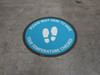 Please Wait Here Temperature Check With Icon Blue - Circular - Floor Sign Please Wait Here Temperature Check With Icon Blue - Circular - Floor Sign