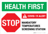 Health First: Stop - Mandatory Temp Screening Landscape - Wall Sign