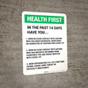 Health First: In The Past 14 Days Covid-19 Portrait - Wall Sign