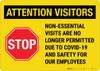 Attention Visitors - Non-Essential Visits Landscape - Wall Sign