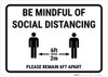 Be Mindful Of Social Distancing Landscape - Wall Sign
