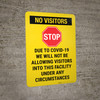 No Visitors Due To Covid Portrait - Wall Sign