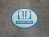 Stand Here Spanish with Feet Icon (Blue) Circle - Floor Sign
