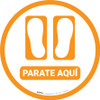 Stand Here Spanish with Feet Icon (Orange) Circle - Floor Sign