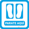 Stand Here Spanish with Feet Icon (Blue) Square - Floor Sign