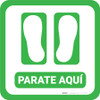 Stand Here Spanish with Feet Icon (Green) Square - Floor Sign