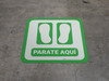 Stand Here Spanish with Feet Icon (Green) Square - Floor Sign
