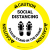 Caution: Social Distancing Please Stand In The Frame Shoe Prints - Circular - Floor Sign Caution: Social Distancing Please Stand In The Frame Shoe Prints - Circular - Floor Sign