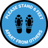 Please Stand 6 Feet Apart From Others Shoe Prints Blue - Circular - Floor Sign