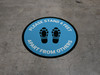 Please Stand 6 Feet Apart From Others Shoe Prints Blue - Circular - Floor Sign