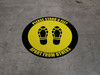 Please Stand 6 Feet Apart From Others Shoe Prints Yellow Black Border - Circular - Floor Sign