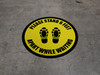 Please Stand 6 Feet Apart While Waiting Shoe Prints Black Border - Circular - Floor Sign