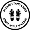 Please Stand 6 Feet Apart While Waiting Shoe Prints - Circular - Floor Sign